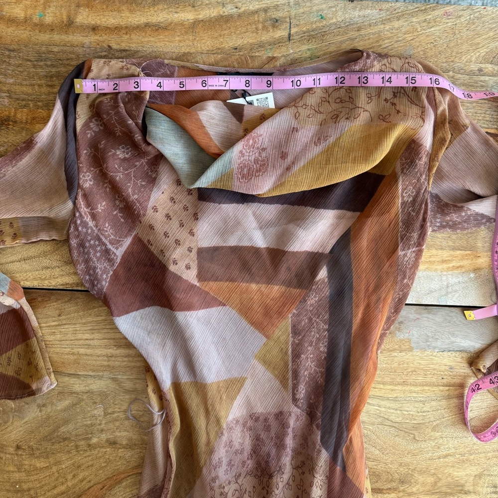 Patchwork Print Belted Mini Dress, Multicolor, Za… - image 9